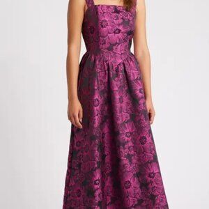 Chelsea28 Fuchsia Pink Floral Jacquard Midi Dress